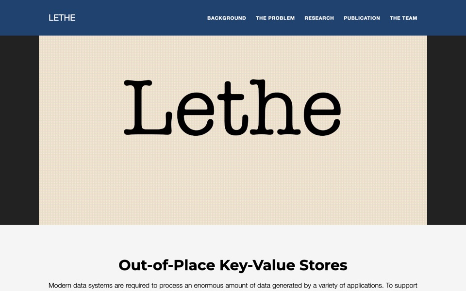 Screenshot of the Lethe project page